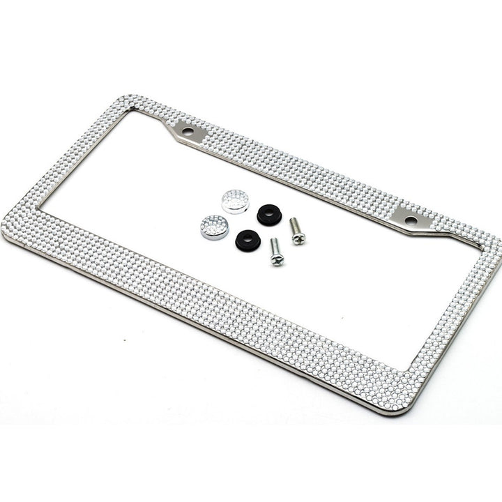 2-Pack: Metal License Plate Frame With Glitter Bling Rhinestone Diamonds Image 3