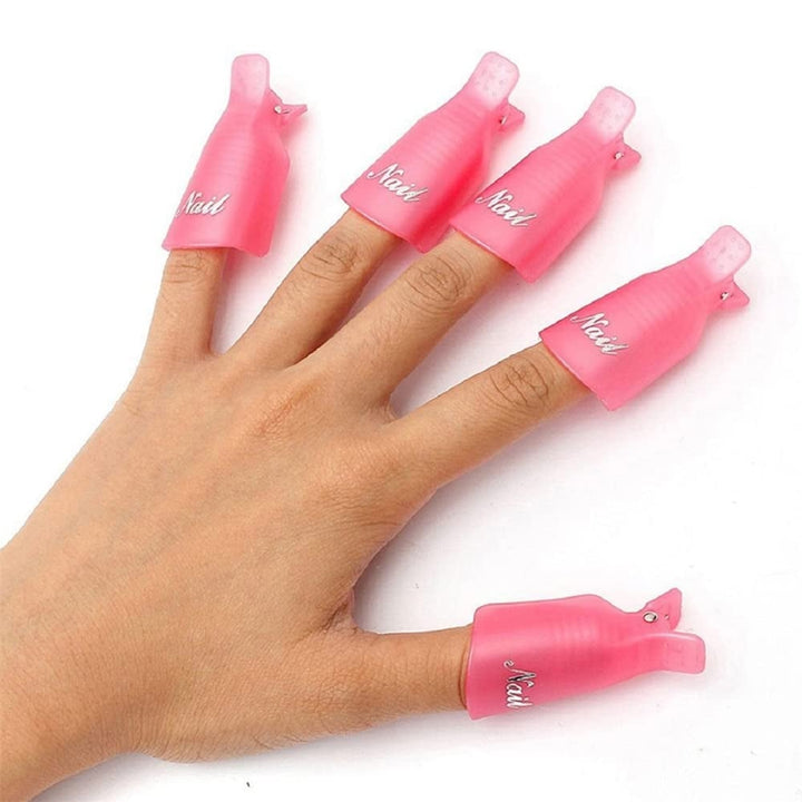 20-Piece Set: Plastic Acrylic Nail Art Soak Off Cap Clip UV Gel Polish Remover Wrap Tool Image 1