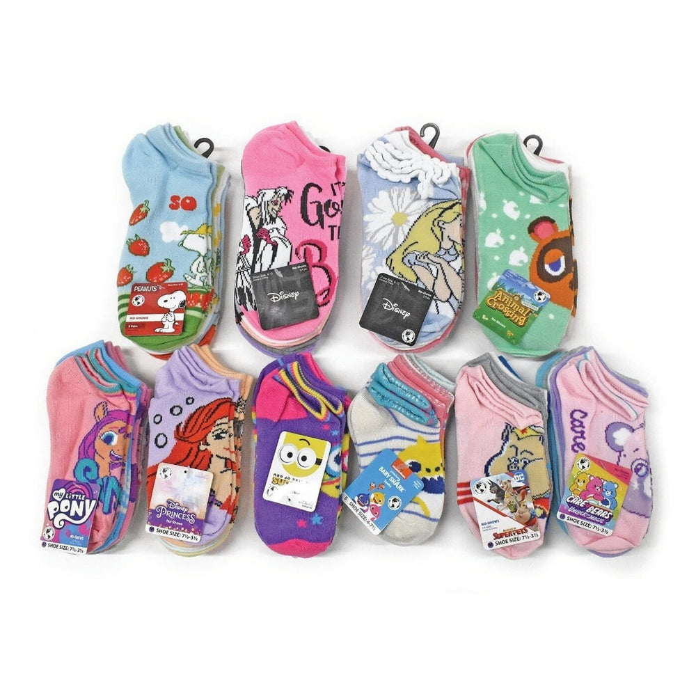 20-Pair: Licensed Assorted Kids No-Show Socks Image 2