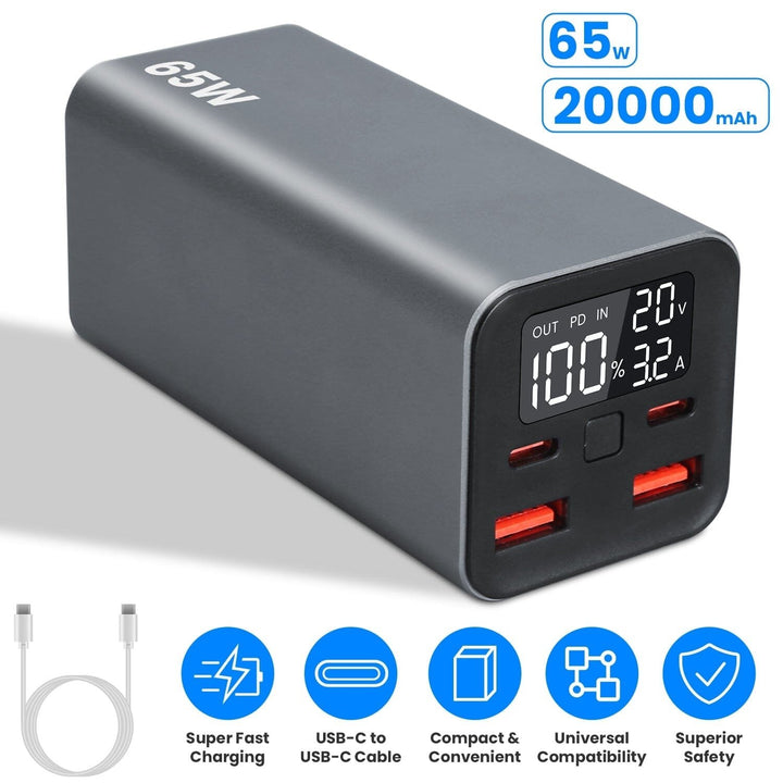 20000mah 65W USB-C PD Laptop Power Bank Fast Charging Image 3