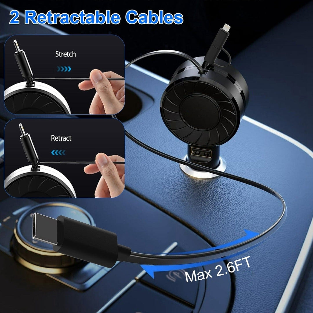 21W 3-in-1 Retractable Car Phone Charger Image 10