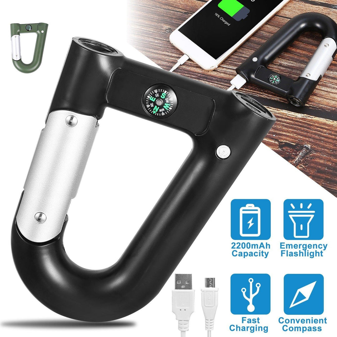 2200 mAh Powerbank with Emergency Flashlight Compass Carabiner-Shaped Image 8