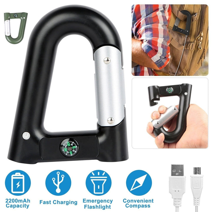 2200 mAh Powerbank with Emergency Flashlight Compass Carabiner-Shaped Image 10