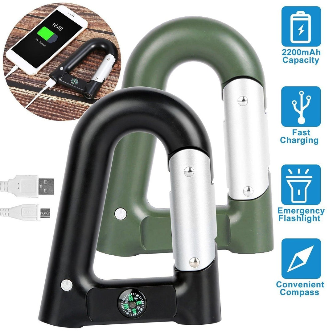 2200 mAh Powerbank with Emergency Flashlight Compass Carabiner-Shaped Image 11