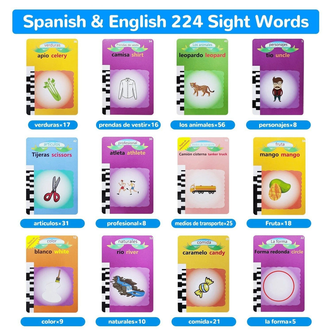 224 Sight Words Spanish and English Bilingual Talking Flash Cards Image 7