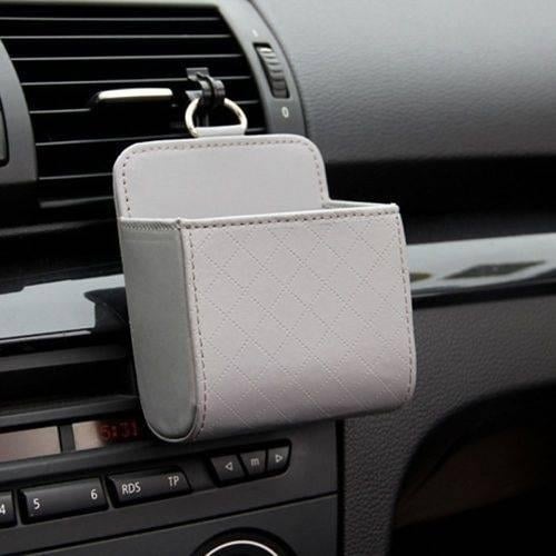 2-Pack: Universal Car Mobile Phone Bag PU Leather Car Auto Air Outlet Coin Bag Case Image 8