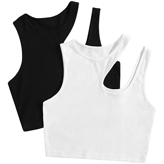 2-Pack: Womens Cropped Knit Tank Top Image 1