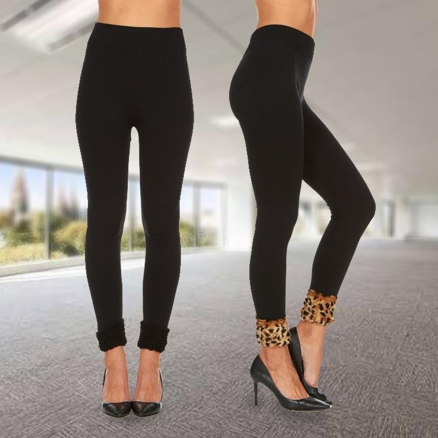 2-Pack: Womens Cuffed Fleece Leggings Image 1