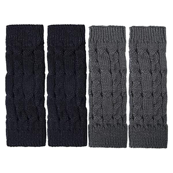 2-Pairs: Womens Winter Warm Knit Fingerless Gloves Image 2