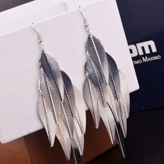 2-Pairs: Womens Alloy Leaf Drop Earrings Image 1