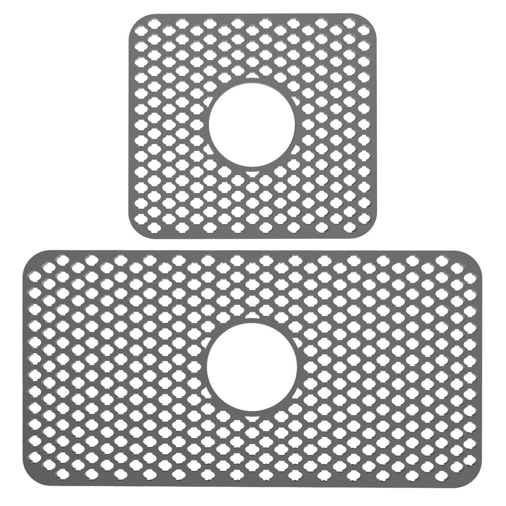 2-Piece: Silicon Grid Sink Mat with Central Drain Hole Image 2