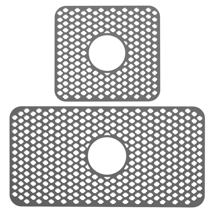 2-Piece: Silicon Grid Sink Mat with Central Drain Hole Image 2