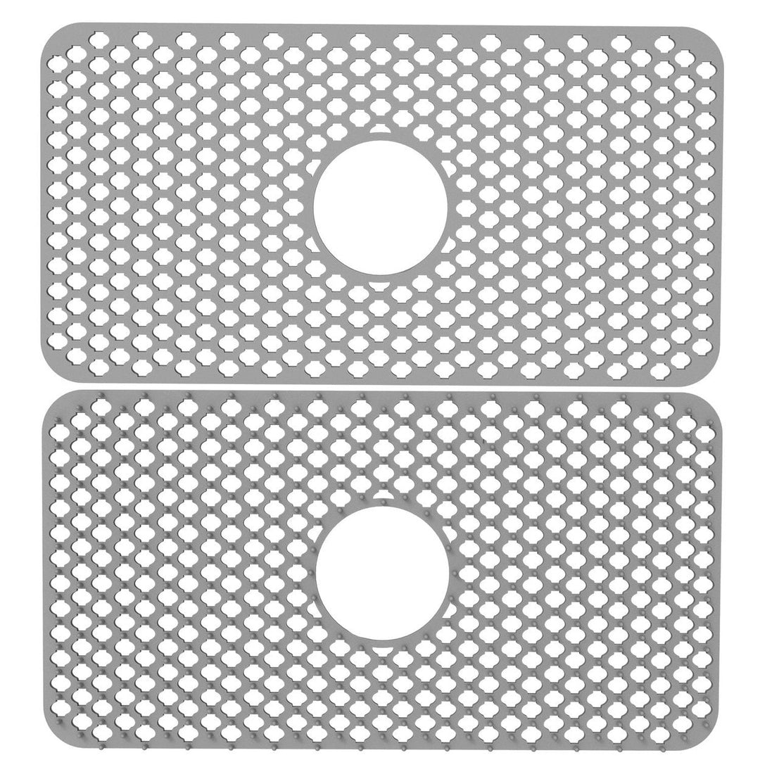 2-Piece: Silicon Grid Sink Mat with Central Drain Hole Image 4