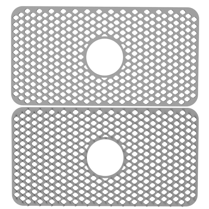 2-Piece: Silicon Grid Sink Mat with Central Drain Hole Image 4