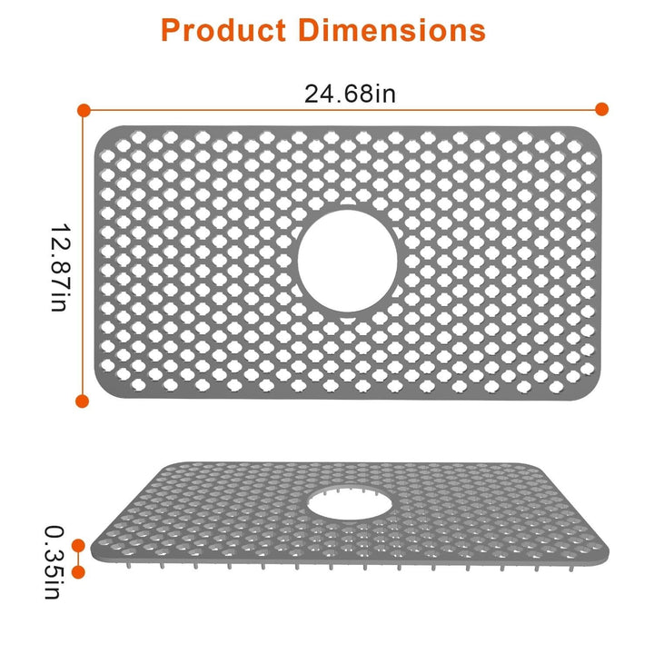 2-Piece: Silicon Grid Sink Mat with Central Drain Hole Image 6