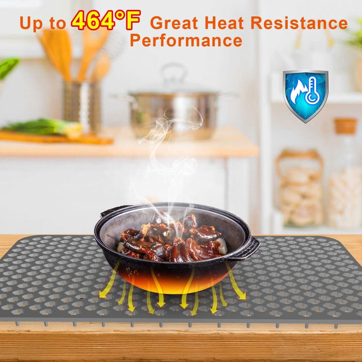 2-Piece: Silicon Grid Sink Mat with Central Drain Hole Image 8