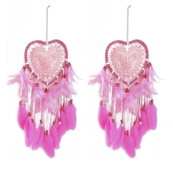 2-Pieces: Romantic LED Dream Catcher with Feather Dreamcatcher Night Light Image 2