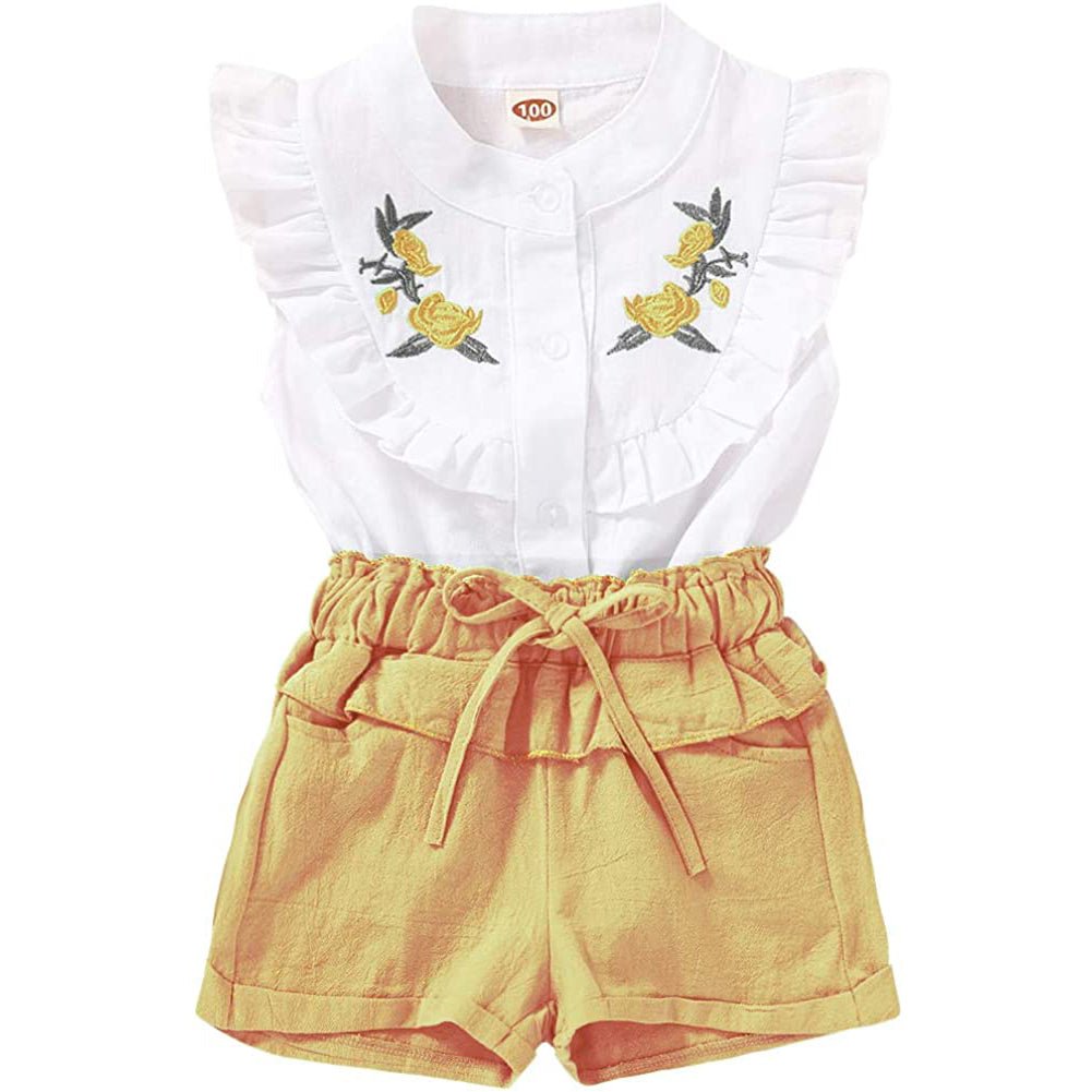 2-Piece: Baby Girls Outfits Clothes T-Shirt Vest Tops + Shorts Pants Image 1