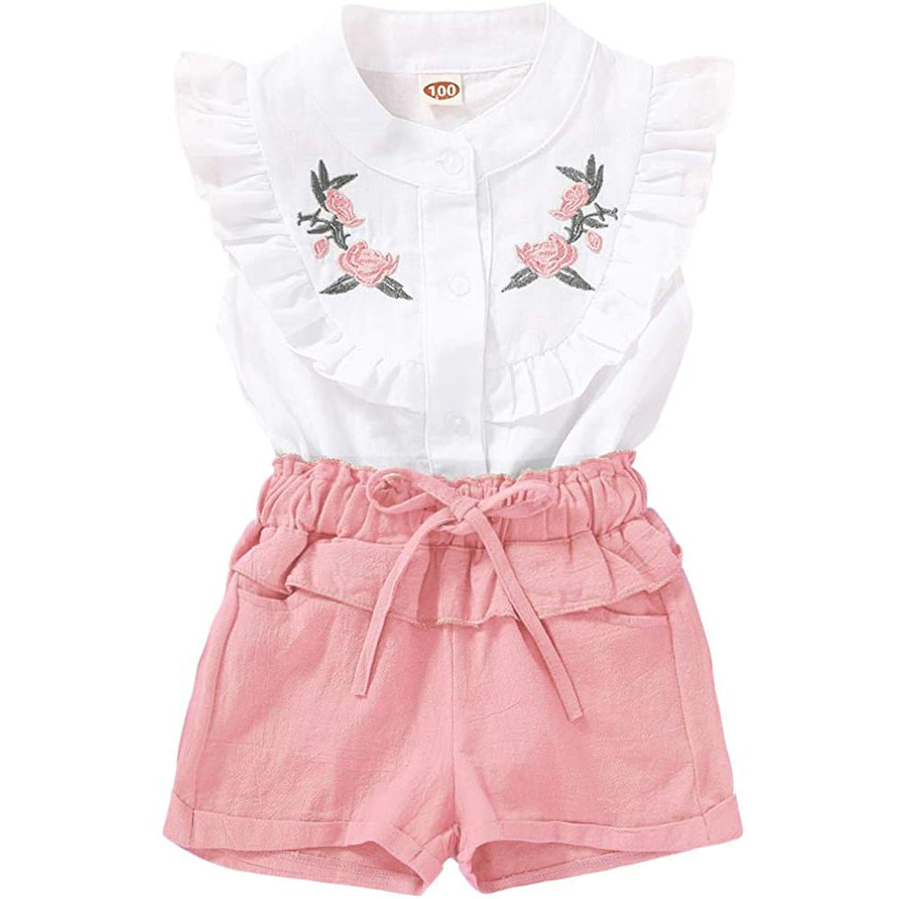 2-Piece: Baby Girls Outfits Clothes T-Shirt Vest Tops + Shorts Pants Image 2