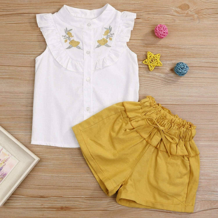 2-Piece: Baby Girls Outfits Clothes T-Shirt Vest Tops + Shorts Pants Image 3