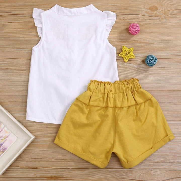 2-Piece: Baby Girls Outfits Clothes T-Shirt Vest Tops + Shorts Pants Image 4