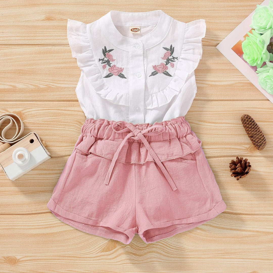 2-Piece: Baby Girls Outfits Clothes T-Shirt Vest Tops + Shorts Pants Image 9