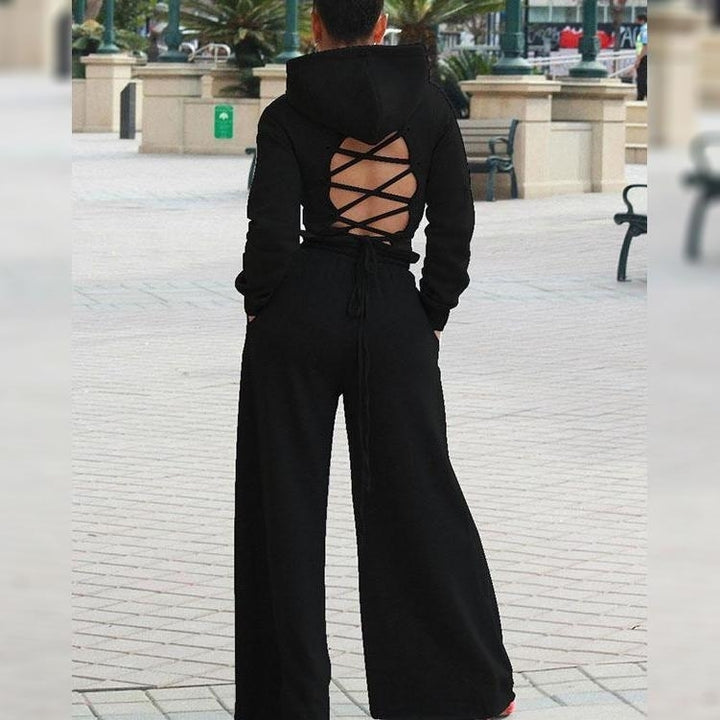 2-Piece: Drawstring Open Back Loose Trouser Legs Suit Image 7