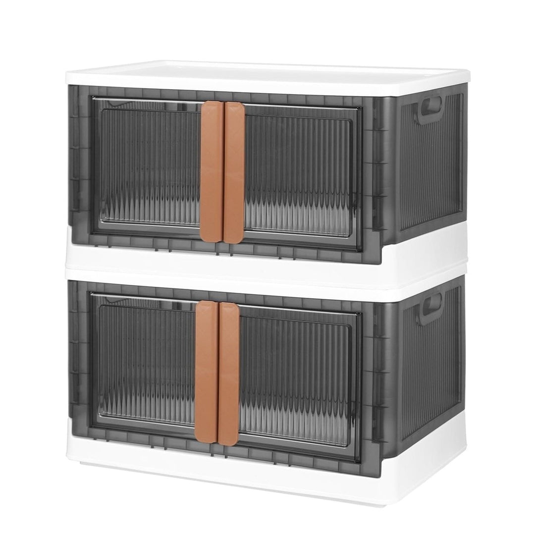 2-Piece: Foldable Stackable Storage Bins with Lid Image 1