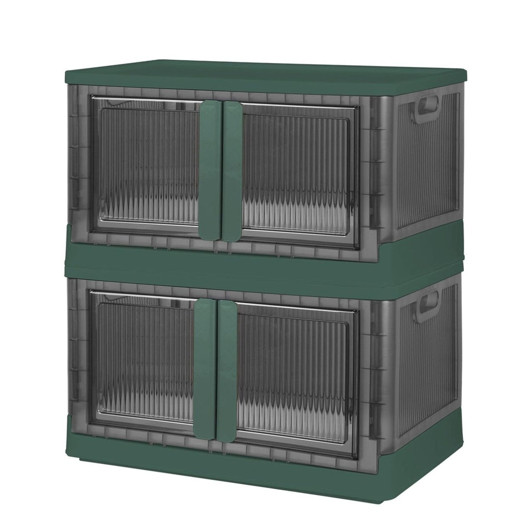 2-Piece: Foldable Stackable Storage Bins with Lid Image 2