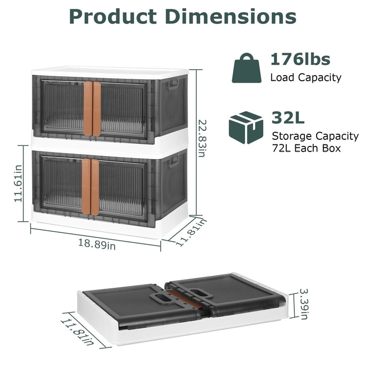 2-Piece: Foldable Stackable Storage Bins with Lid Image 7