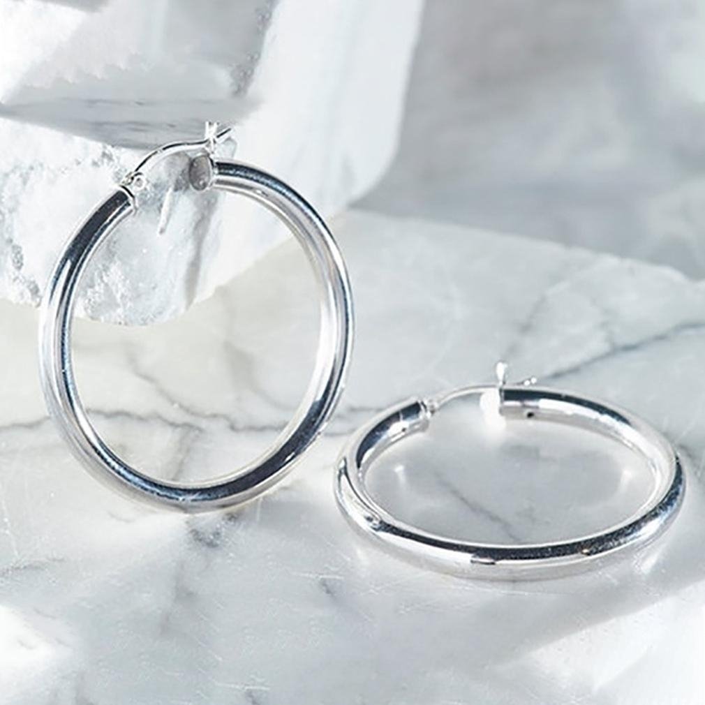 25mm Classic French Lock Hoops in Solid Sterling Silver Image 4