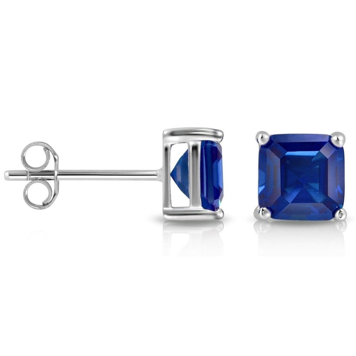 2CTW Created Emerald Asscher Cut Stud Earrings by MUIBLU Gems Image 2