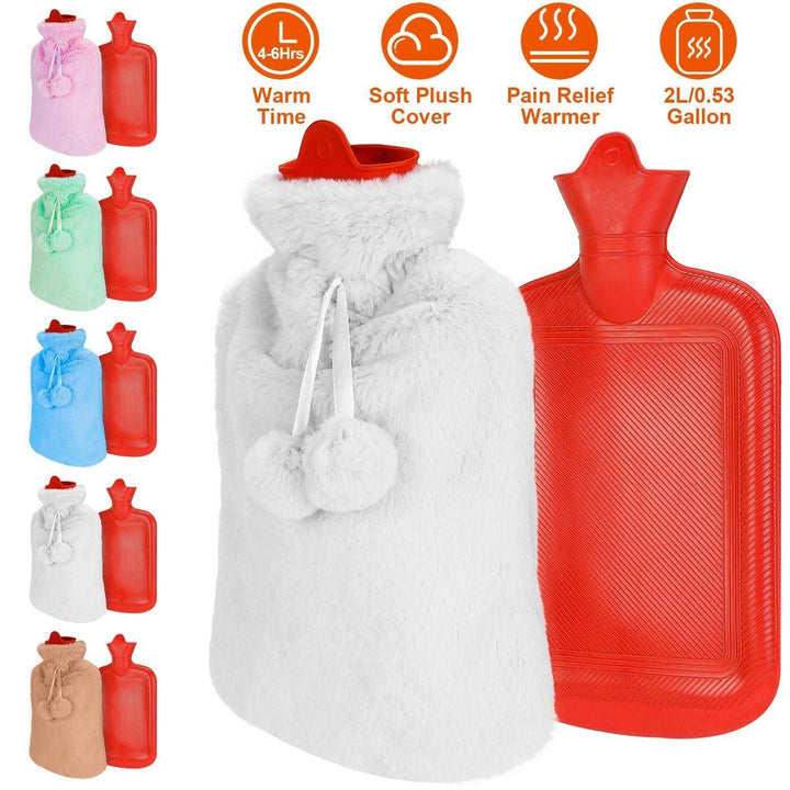 2L Hot Water Bottle with Plush Cover Image 8