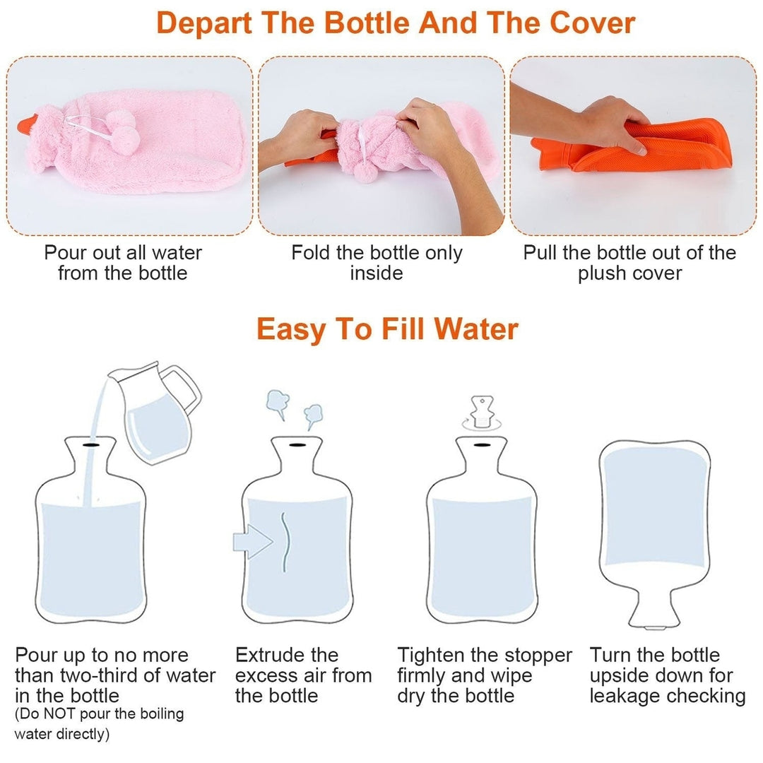 2L Hot Water Bottle with Plush Cover Image 9