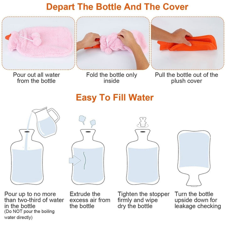 2L Hot Water Bottle with Plush Cover Image 9