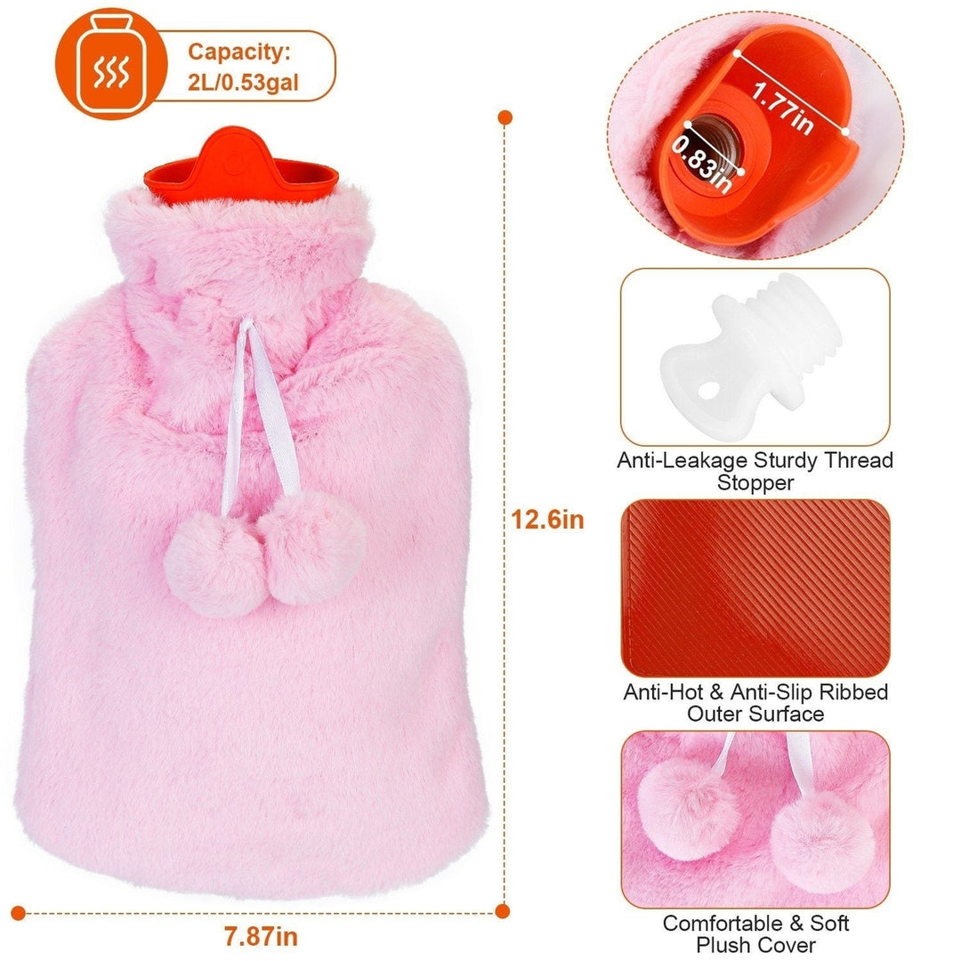 2L Hot Water Bottle with Plush Cover Image 10