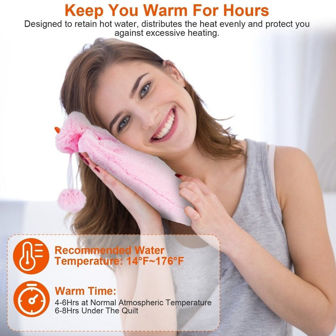 2L Hot Water Bottle with Plush Cover Image 11