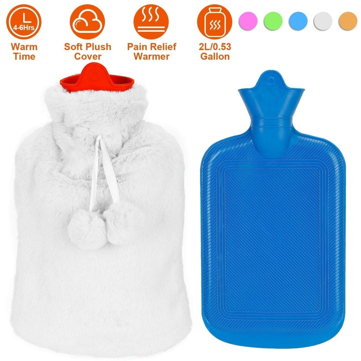 2L Hot Water Bottle with Plush Cover Image 12