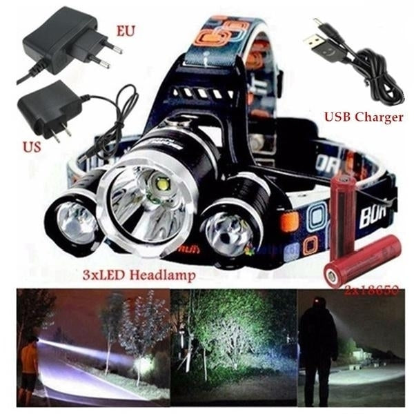 3 LED XM-L T6 Waterproof Headlamp LED Torch Flashlight Image 3