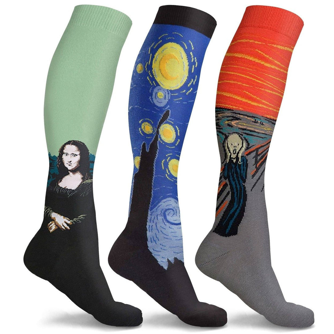 3 or 6-Pairs: DCF Famous Art Paintings Compression Socks Image 1