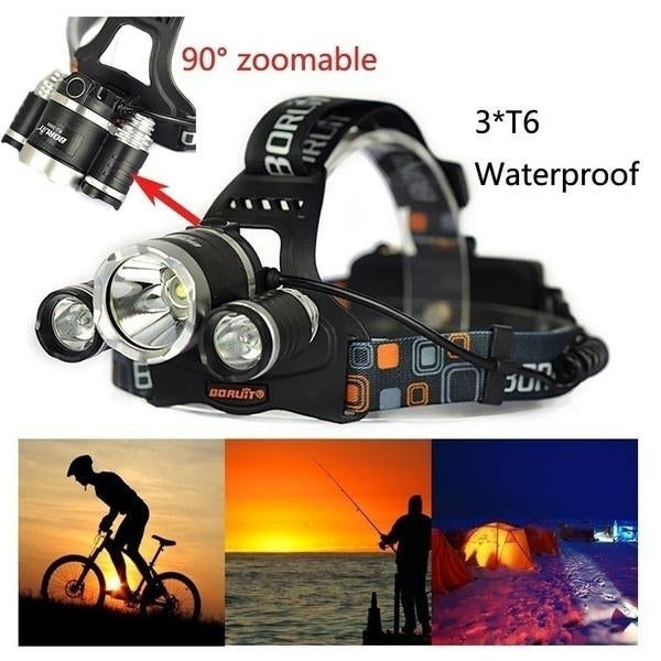 3 LED XM-L T6 Waterproof Headlamp LED Torch Flashlight Image 8