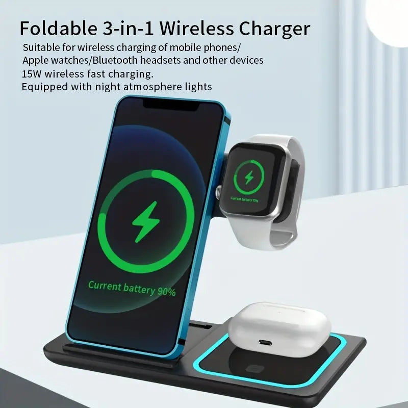 3-in-1 Folding Fast Wireless Charger Station Image 6