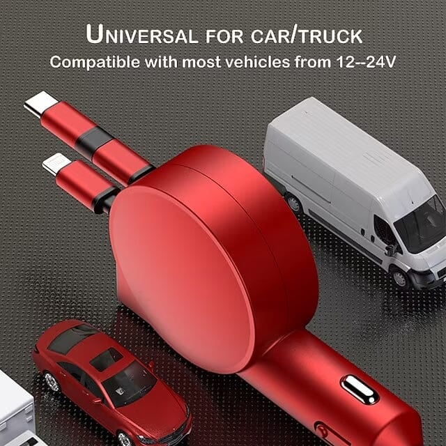 3-in-1 Retractable Car Phone Charger Image 3