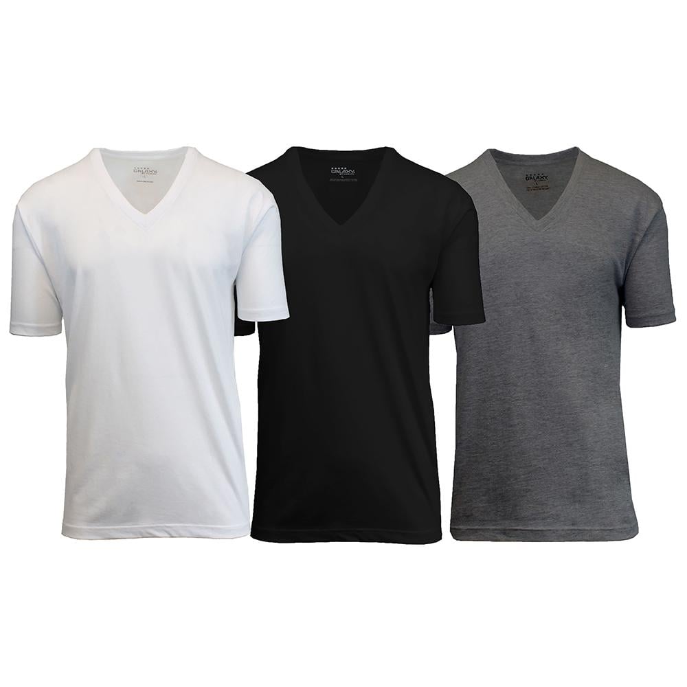 3-Pack: Galaxy By Harvic Mens Egyptian Cotton V-Neck Undershirt Image 1