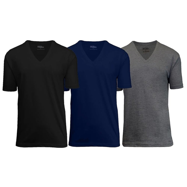 3-Pack: Galaxy By Harvic Mens Egyptian Cotton V-Neck Undershirt Image 3