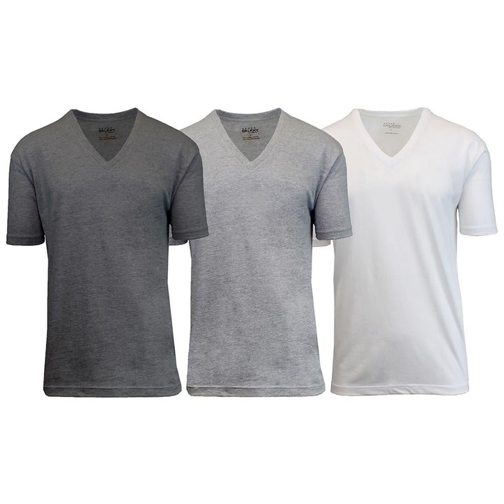 3-Pack: Galaxy By Harvic Mens Egyptian Cotton V-Neck Undershirt Image 4