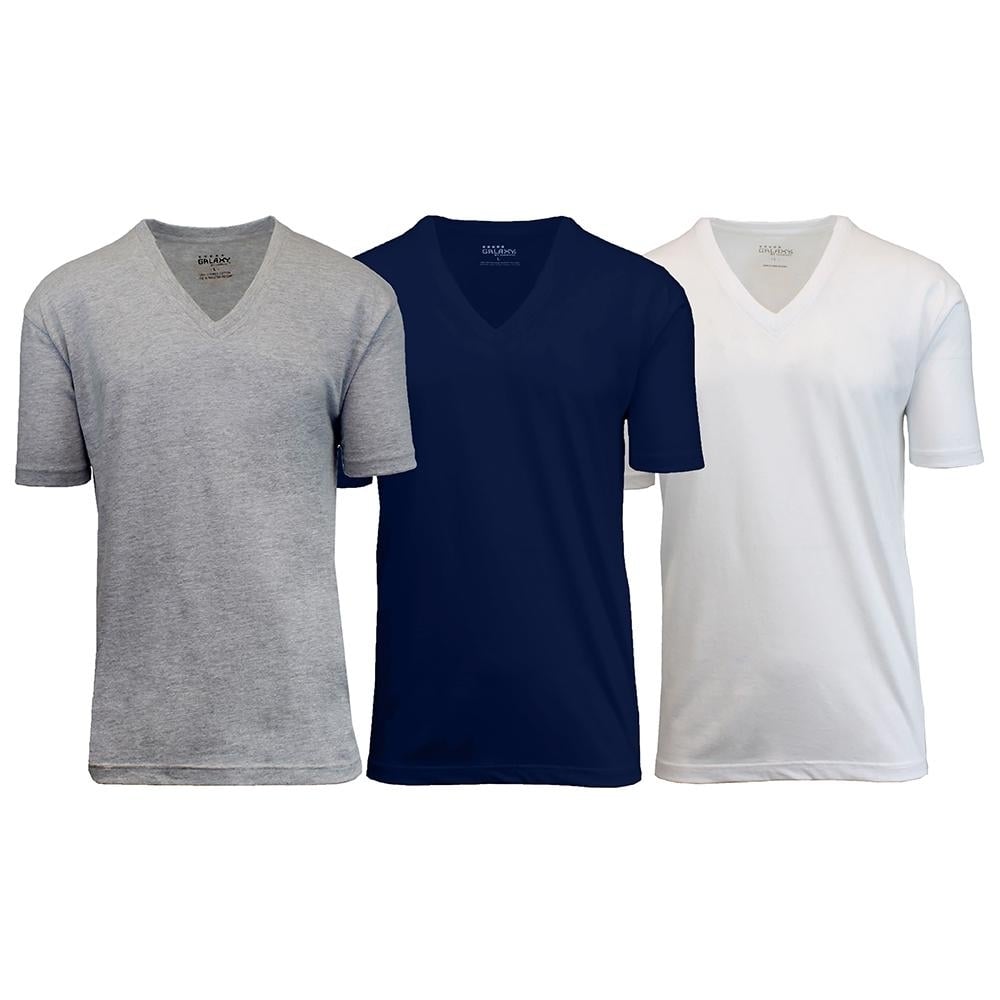 3-Pack: Galaxy By Harvic Mens Egyptian Cotton V-Neck Undershirt Image 7