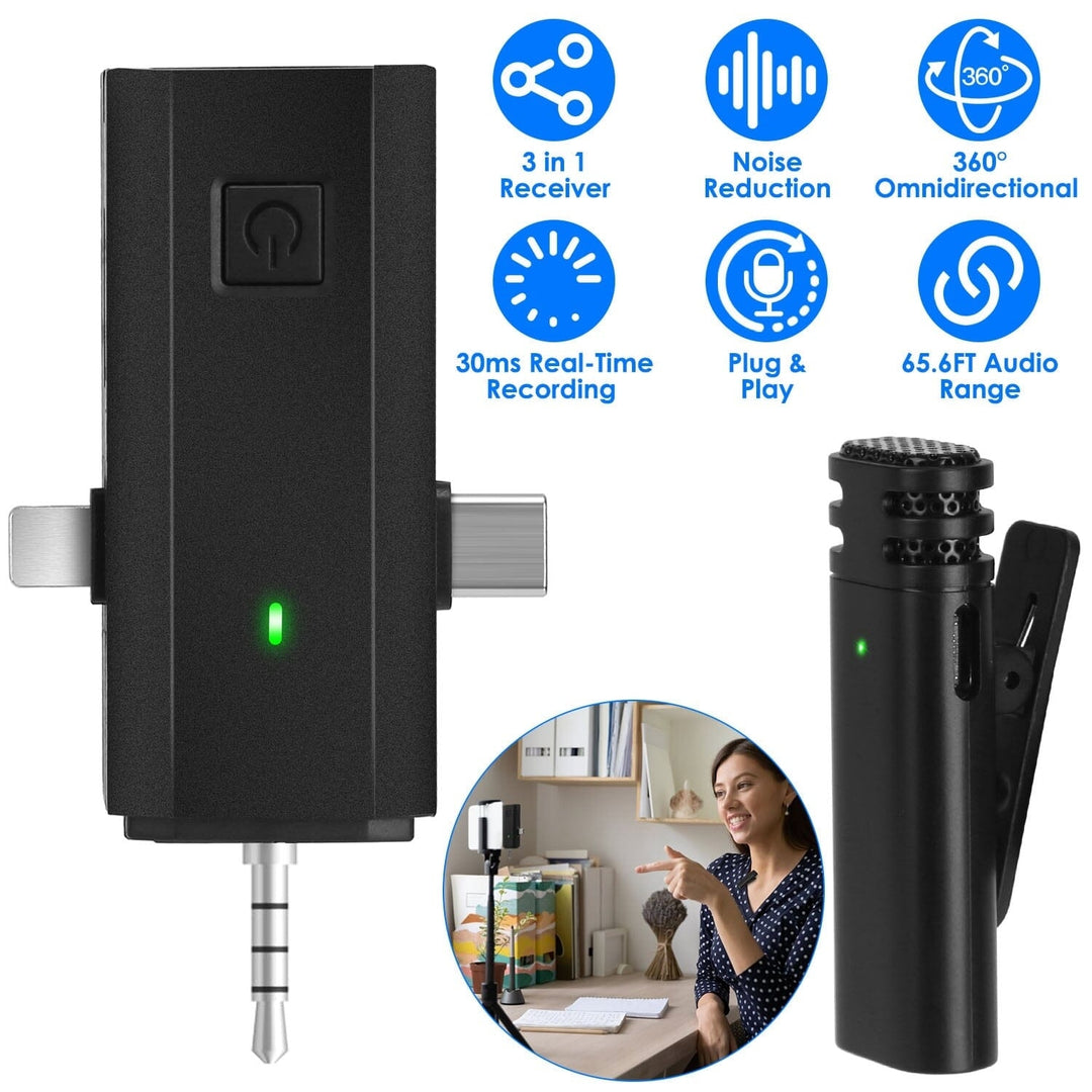 3-in-1 Wireless Clip On Microphone Omnidirectional Noise Reduction Plug Image 4