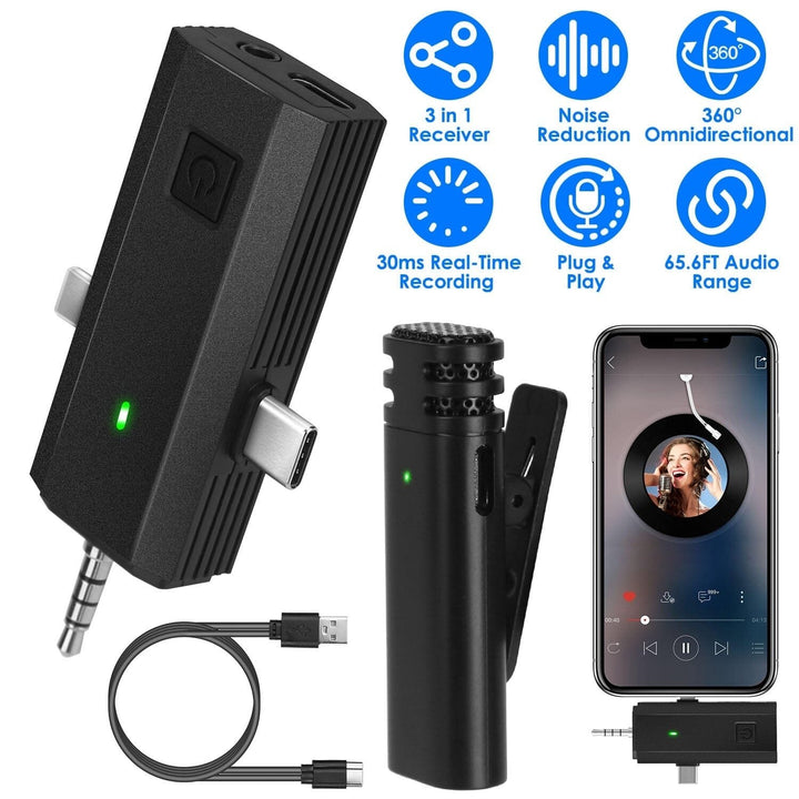 3-in-1 Wireless Clip On Microphone Omnidirectional Noise Reduction Plug Image 4