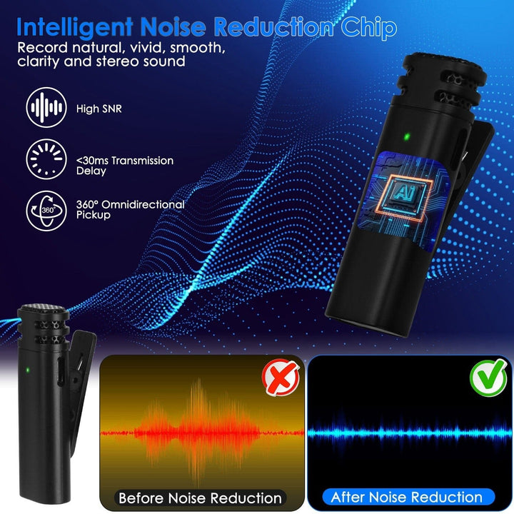 3-in-1 Wireless Clip On Microphone Omnidirectional Noise Reduction Plug Image 7